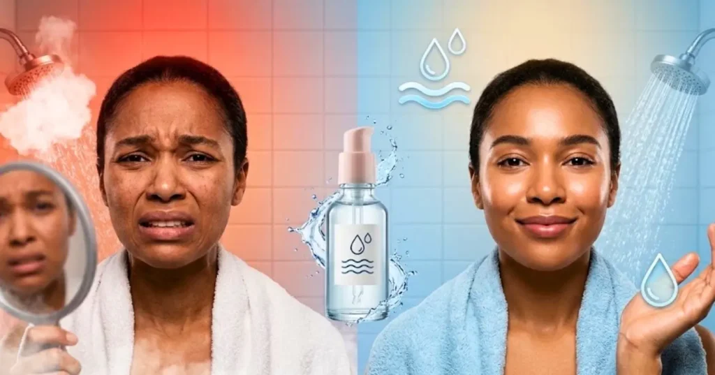O perigo invisível do banho quente para a saúde e a hidratação da pele do rosto