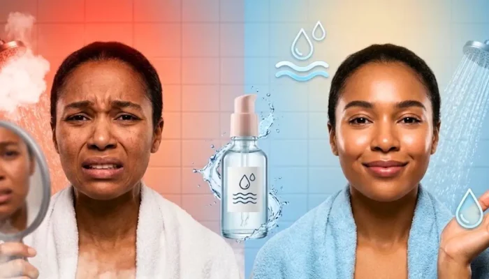 O perigo invisível do banho quente para a saúde e a hidratação da pele do rosto